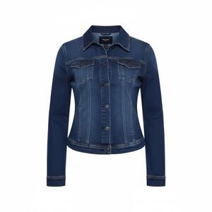 Nine West Collared Dark Wash Button Front Long Sleeve Denim Jacket Blue Large